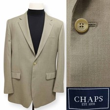 CHAPS mens solid tan sand two button sport coat suit jacket blazer 42 L