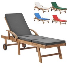 Sonnenliege Gartenliege klappbar Holzliege Teak Massivholz Liegen mit Auflage