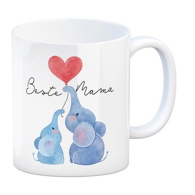 Elefant Mutter und Kind Kaffeebecher mit Spruch Beste Mama