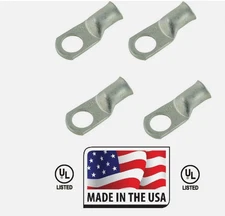 (4) Battery Cable 1/0 AWG Ga Tinned Copper Lug Ring Terminal 3/8" Stud Connector