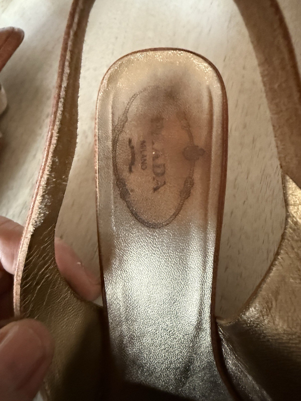 Prada authentic womens solid brown slingback genu… - image 5