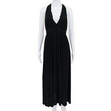 Lulu's Open Back Halter Maxi Dress Black M