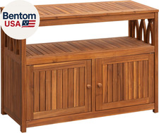 Outdoor Storage Cabinet Weatherproof Acacia Wood Outdoor Cabinet with 2 Magnetic