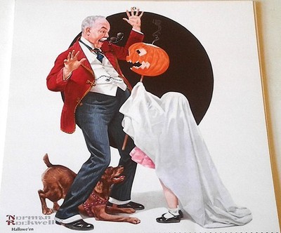 2002 NORMAN ROCKWELL PRINT  ''HALLOWE'EN''  11 X 10 1/2