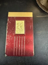 Vintage Park Sherman Brass & Steel Memo Pad Holder Plymoth Ship (A231) & pencil 