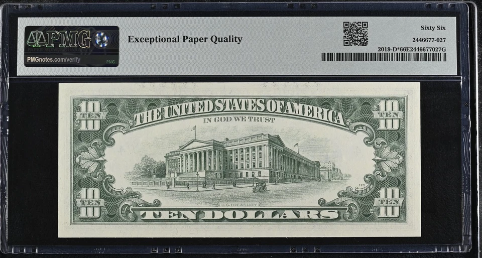 1969A $10 Federal Reserve Note Fr-2019-D* Cleveland PMG66 Gem EPQ - Image 2 of 2
