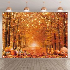 7x5ft Fall Photography Backdrop Autumn Maple Leaves Pumpkin Friendsgiving Backgr
