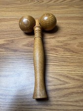 VTG Oak Wood Hand Held Manual Back Massage Roller