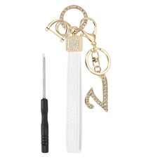 Leather Wristlet Keychain, Chic Letter V Keychains