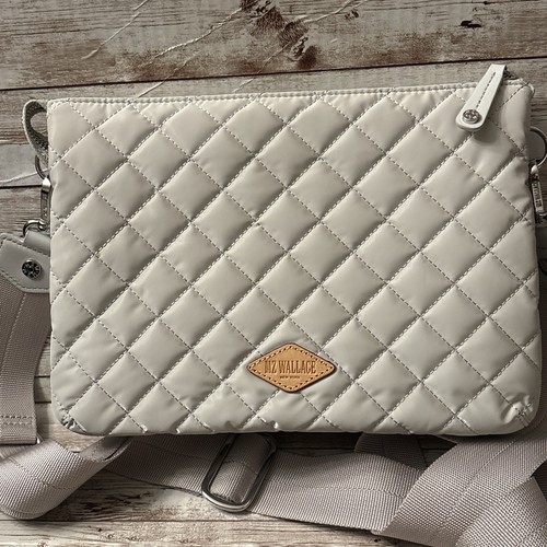 Tracolla MZ Wallace Large Crosby Pippa grigio pallido ostrica argento nuova $335 - Foto 6 di 17