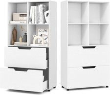 Libreria Scaffale in Legno Con 4 Cubi E 2 Cassetti, Libreria Chiusa Con Disposit
