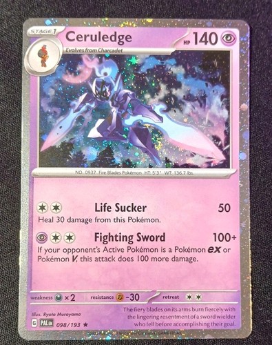 Pokémon TCG Ceruledge🌀 "Flatulence SWIRL"🌀 Cosmos Holo 98/193 Paldea Evolved