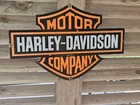 Large Rare Vtg Harley Davidson DOUBLE-SIDED Heavy Porcelain  Sign 24"X 16"