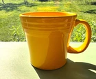 Fiesta Ware Pottery Yellow Sunflower 4" Large Tapered Mug D Handle 15 oz EUC