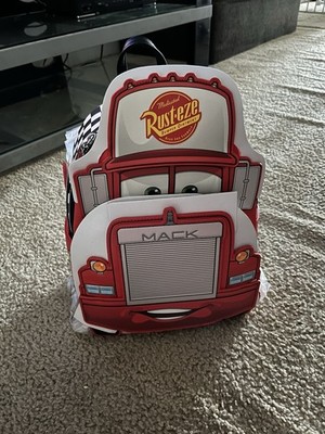 NWT HT, PIXAR DISNEY, MACK COSPLAY LOUNGEFLY BACKPACK. GLOWS IN DARK.