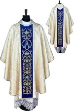 Marian CHASUBLE White-Gold Gothic style vestment, embroidered on velvet