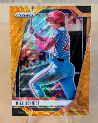 2025 Panini Prizm Mike Schmidt #50 Orange Wave Prizm /49 - Phillies 