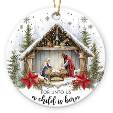 Christmas Nativity Scene - Religious Christmas Ornaments 2025, Jesus for Tree...