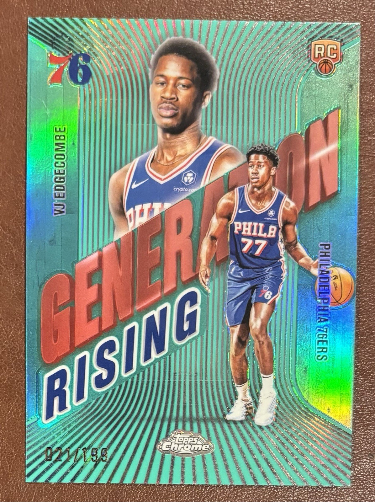 VJ Edgecombe 2025-26 Topps Chrome Generation Rising Aqua Refractor RC /199