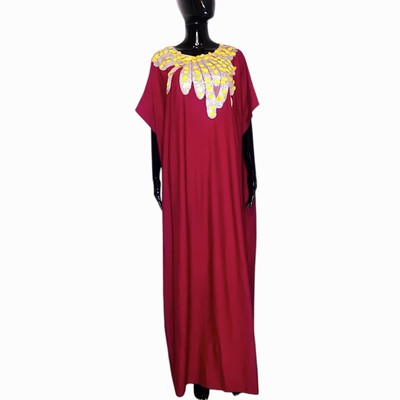 agbada dress for ladies Rosy Pink Woman Agbada/ Kaftan Long w/ Yellow & Silver Shine Detail 23/12/24