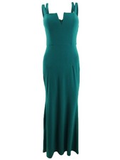 Xscape Women's Notched Double-Strap Gown (6, Emerald)