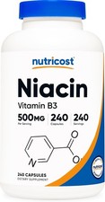 Nutricost Niacin (Vitamin B3) 500mg, 240 Capsules - with Flushing, Non-GMO, Glut