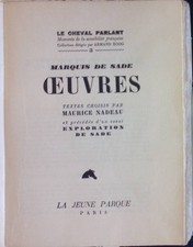 Oeuvres Le Oheval Parlant, 3 Sade, Marquis de: