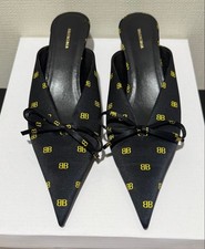 Women 6.0US BALENCIAGA Pointed Toe Mules Black/Yellow Limited Edition VHTF Desig