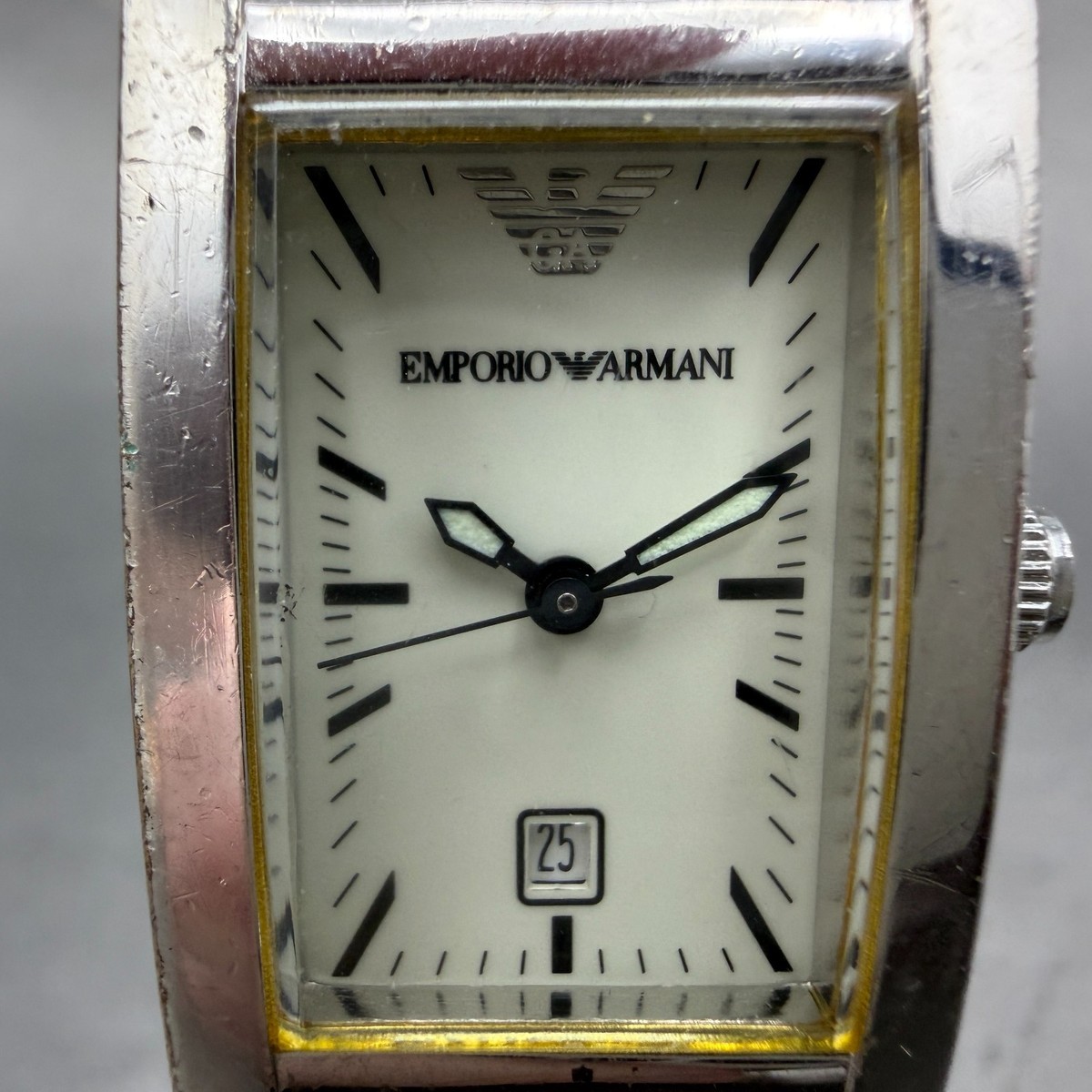 Emporio Armani AR0172 Womens Watch Classic Tank Quartz Small Seconds New Battery Emporio Armani Rectangle Wristwatches for Women for sale | eBay main image 2