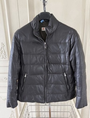 Borrelli Napoli Leather & Goose Down Jacket   Size 52 (US L)   Made in Italy