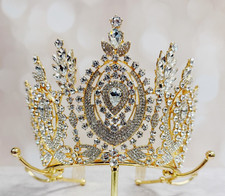 Gold Crystal Crown, Quince Crown, Pageant Headpiece, Princess Hair Jewelry