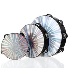3 Pack Radiant Tambourine with Double Row Jingles, 6/8/10 Inch Hand Held Drum...