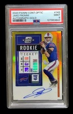 2020 contenders optic #142 jake fromm rc; true gold /99 prizm PSA 9  (POP 1, 0^)
