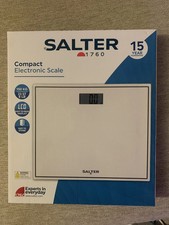 Image of Salter Glass Compact Electronic Digital Bathroom Scale Easy Read Toughened White