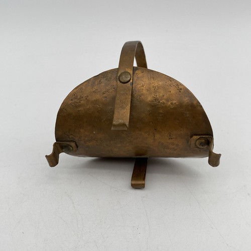 Vtg Hand Forged Miniature Copper Brass Fireplace Wood Log Holder Handled Basket - Picture 5 of 10
