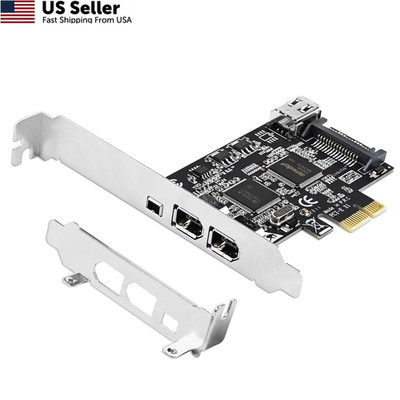 4-Port PCIe 1394A FireWire 400 Card TI TSB43AB23 w Cables Low Profile FROM USA 