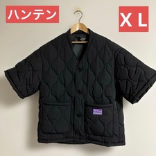 Japanese Hanten Kimono Padded Jacket Men Dotera Short Sleeve Size XL Black