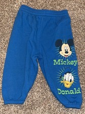 Vintage Kids Mickey Mouse And Donald Duck Blue Sweatpants Size 12 Months