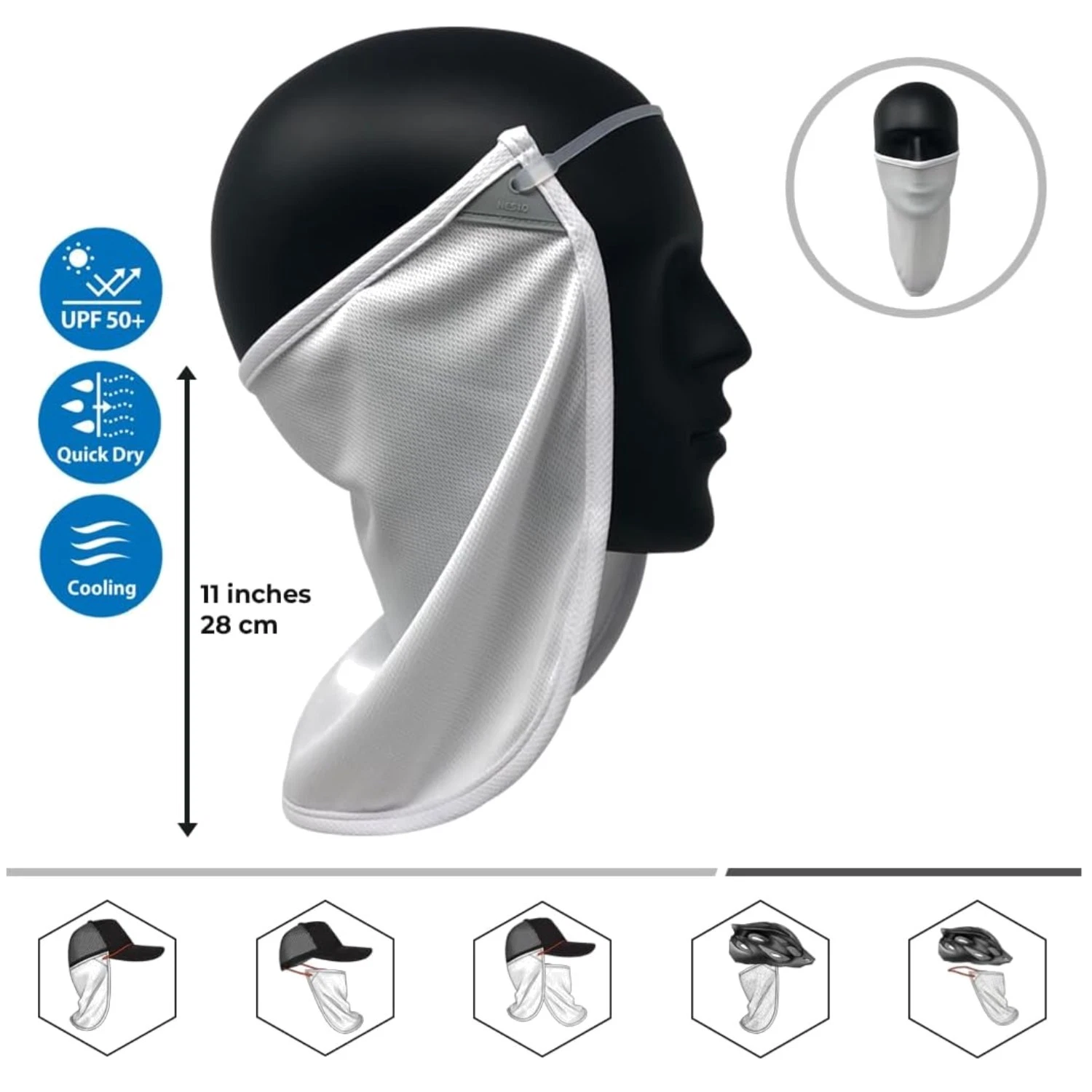 Cooling Neck Face Shield | Moisture Wicking Headband Straps