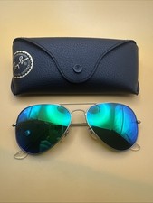 RB 3025 58-14 2N Ray Ban AVIATOR LARGE METAL Gold/Blue Mirrored