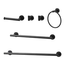 6-Piece Bath Hardware Set with Mounting Hardware in Matte Black
