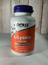 NOW FOODS L-Lysine 500 mg 100 Veg Capsules