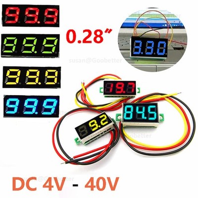 0.28'' 3 Wire LED Anzeige DC 4-40V Voltmeter Digital Display Voltage VOLT METER