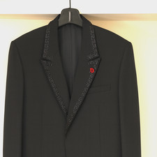 Gianni Versace Couture uomo blazer nero perline smoking concerto tuta cappotto taglia L