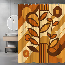 Retro Floral Shower Curtain in Earthy Tones