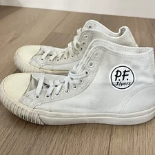 PF Flyers Sneakers Women 9.5 Mens 8 White Canvas Hi Top Sandlot Tennis Shoes