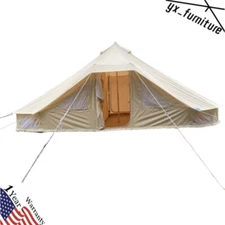 6 Persons Canvas Wall Tent Bell Tent Yurt Tent for Camping Outdoor 2 Room