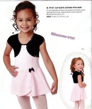 NWOT CapSleeve skirted leotard black pink rhinestone accent girls sz extra small