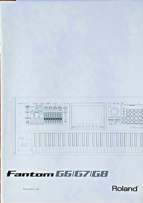 Roland Fantom G6 G7 G8 Synthesizer Keyboard Original Sound List Book, Manual # 2