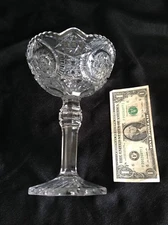 Antique McKee Glass Tall Compote Pattern Pressed PINWHEEL STAR